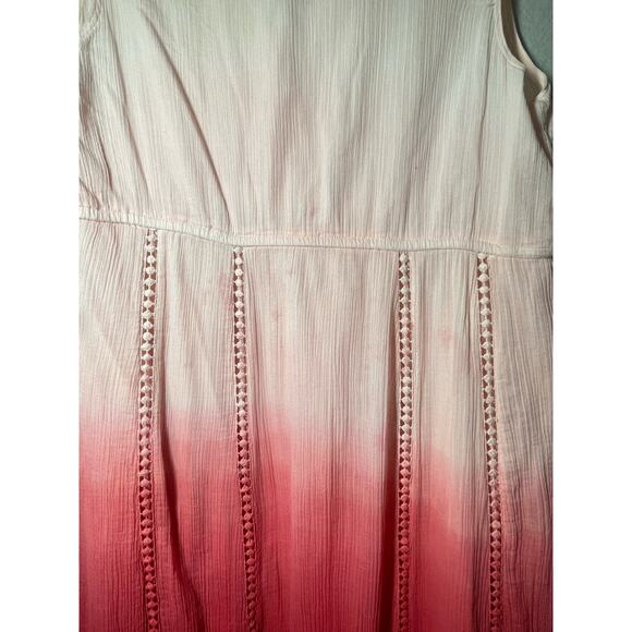 Tommy Bahama Ombre Dip Dye Maxi Dress Cotton Womens Small Pockets Pink Beachy - Picture 7 of 7